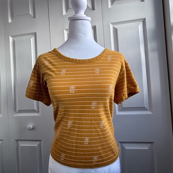 Cottton Striped Mustard Yellow Dreamcatcher Tee - Picture 4 of 7
